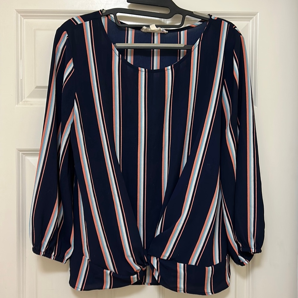 Pink Republic Navy Blue Front Knot Shirt Size M
